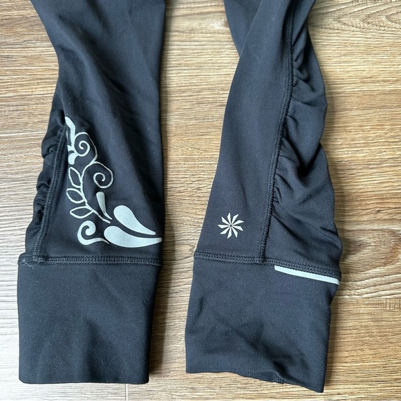 Athleta Black Relay Reflective Small Tall Ruched Full Length Leggings Mid Rise - Picture 2 of 8